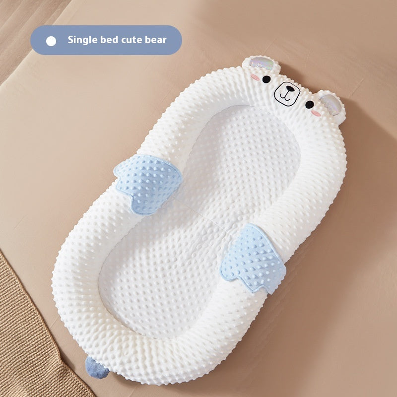 Homcom baby suit for newborns, a portable bionic bed with movable pressure support, featuring a cute bear design.