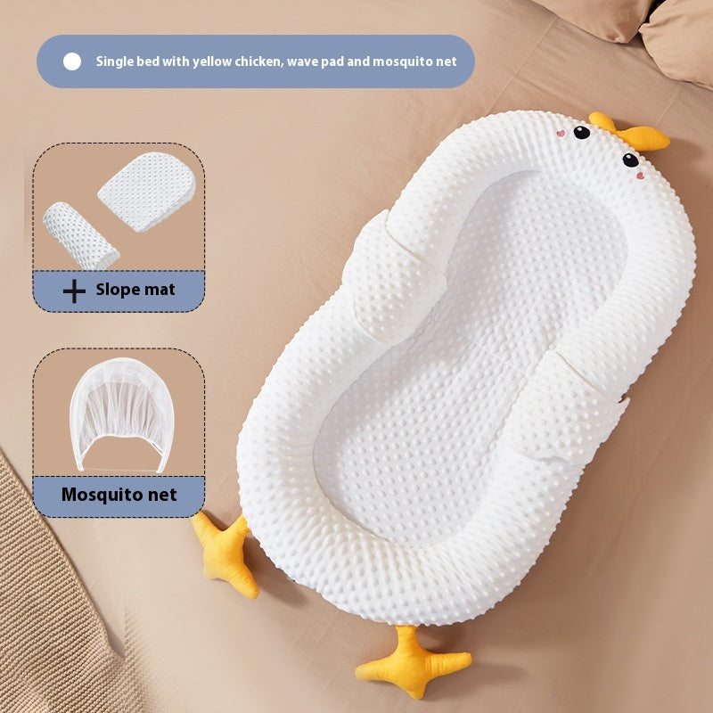 Cute HOMCOM baby suit for newborns, featuring bionic bed design, portable and pressure-sensitive for comfortable movement.