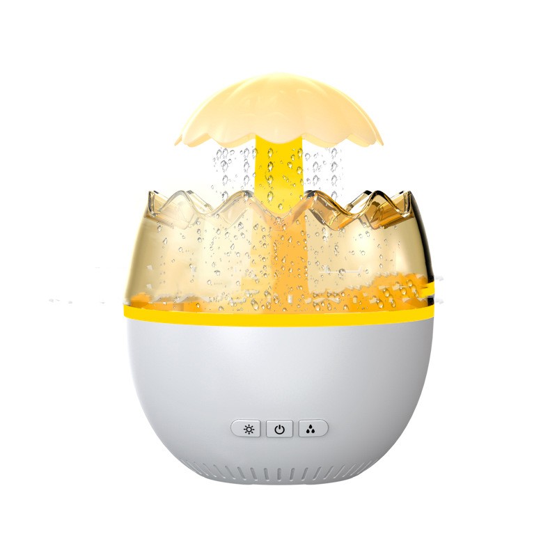 HOMCOM ultrasonic raindrop humidifier and aroma diffuser with colorful night lamp, white plastic design with 450ml capacity.