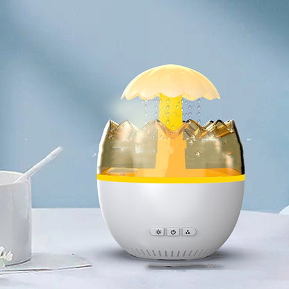 HOMCOM ultrasonic raindrop humidifier and aroma diffuser with colorful night lamp, white plastic design, 450ml water tank.