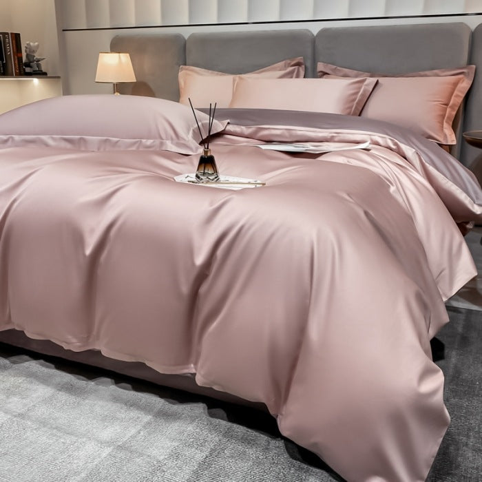 HOMCOM long-staple cotton four-piece bed sheet set with fitted sheet, flat sheet, and pillowcases in emperor gray.