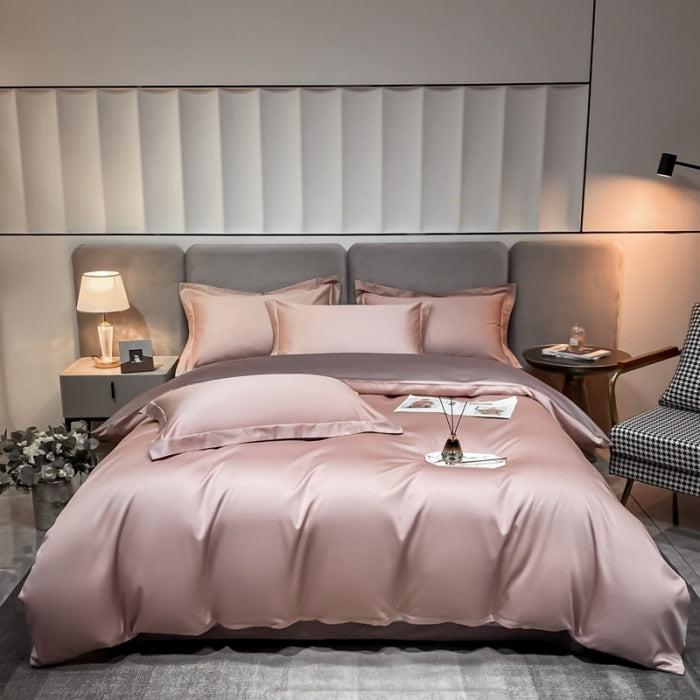 HOMCOM four-piece bed sheet set with long-staple cotton fitted sheet and flat sheets in emperor gray, 0.