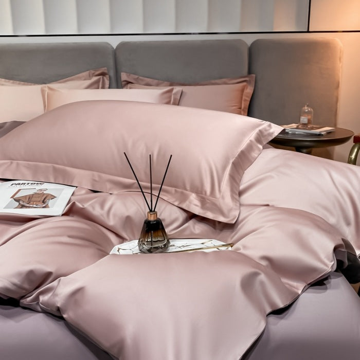 HOMCOM emperor gray long-staple cotton four-piece bed sheet set with fitted sheet and flat sheets, soft and comfortable bedding.