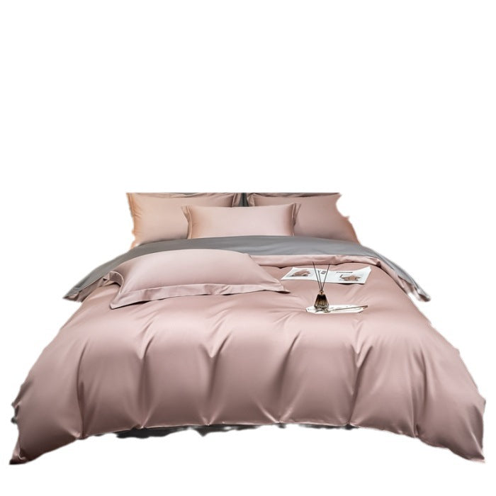 HOMCOM four-piece set of long-staple cotton bed sheets including fitted sheet and flat sheets in emperor gray color.