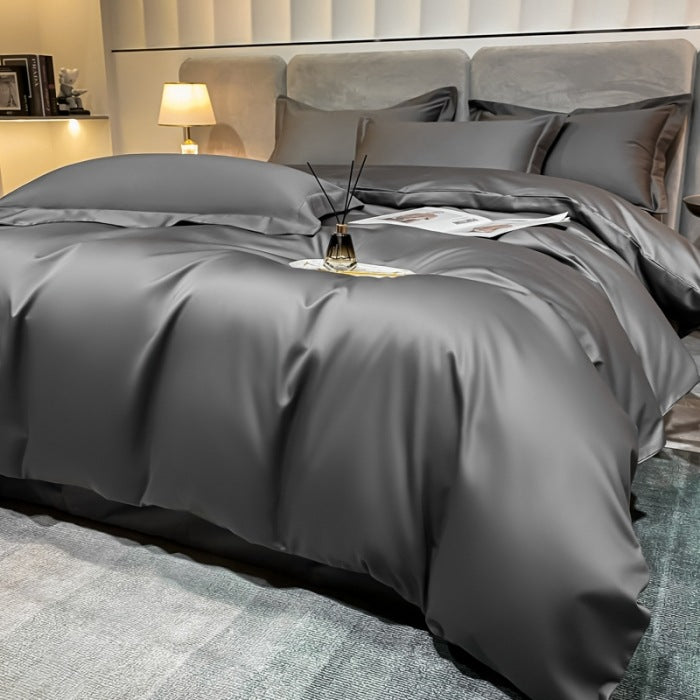 HOMCOM long-staple cotton four-piece bed sheet set with fitted sheet and flat sheets in emperor gray for 1-2 meter beds.