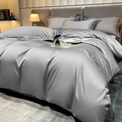 HOMCOM emperor gray four-piece bed sheet set with fitted sheet and flat sheets made of long-staple cotton for comfortable sleep