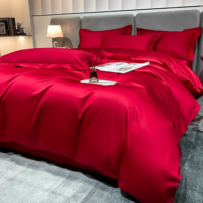 HOMCOM long-staple cotton four-piece bed sheet set with fitted sheet, flat sheet, and pillowcases in emperor gray color
