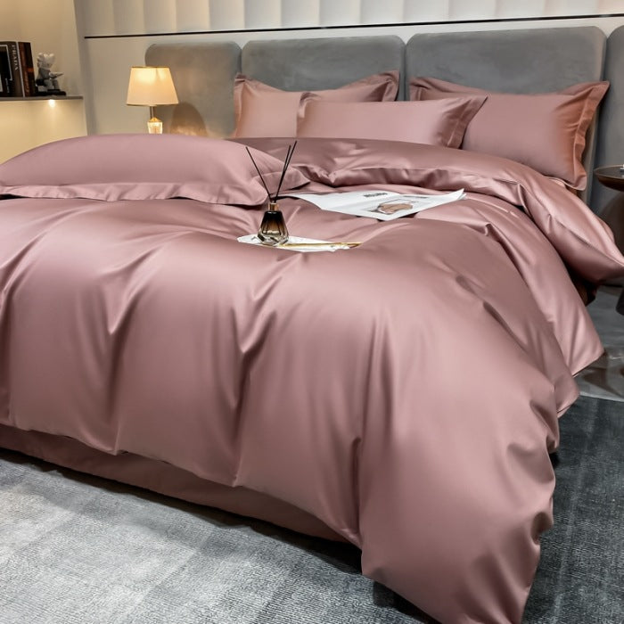 HOMCOM long-staple cotton four-piece bed sheet set with fitted sheet and flat sheet in emperor gray, perfect for a comfortable bed.