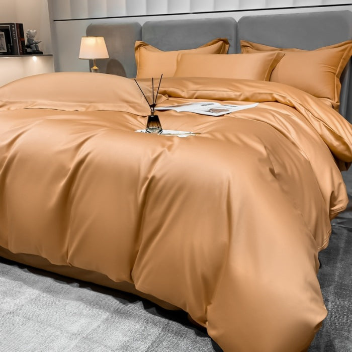 HOMCOM long-staple cotton four-piece bed sheet set with fitted sheet and flat sheet in emperor gray, soft and comfortable bedding.