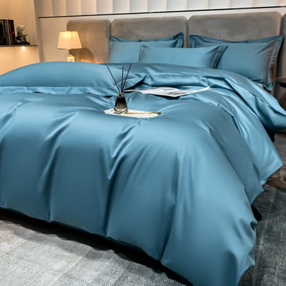 HOMCOM long-staple cotton four-piece bed sheet set with fitted sheet and flat sheet in emperor gray, soft and comfortable for sleeping.