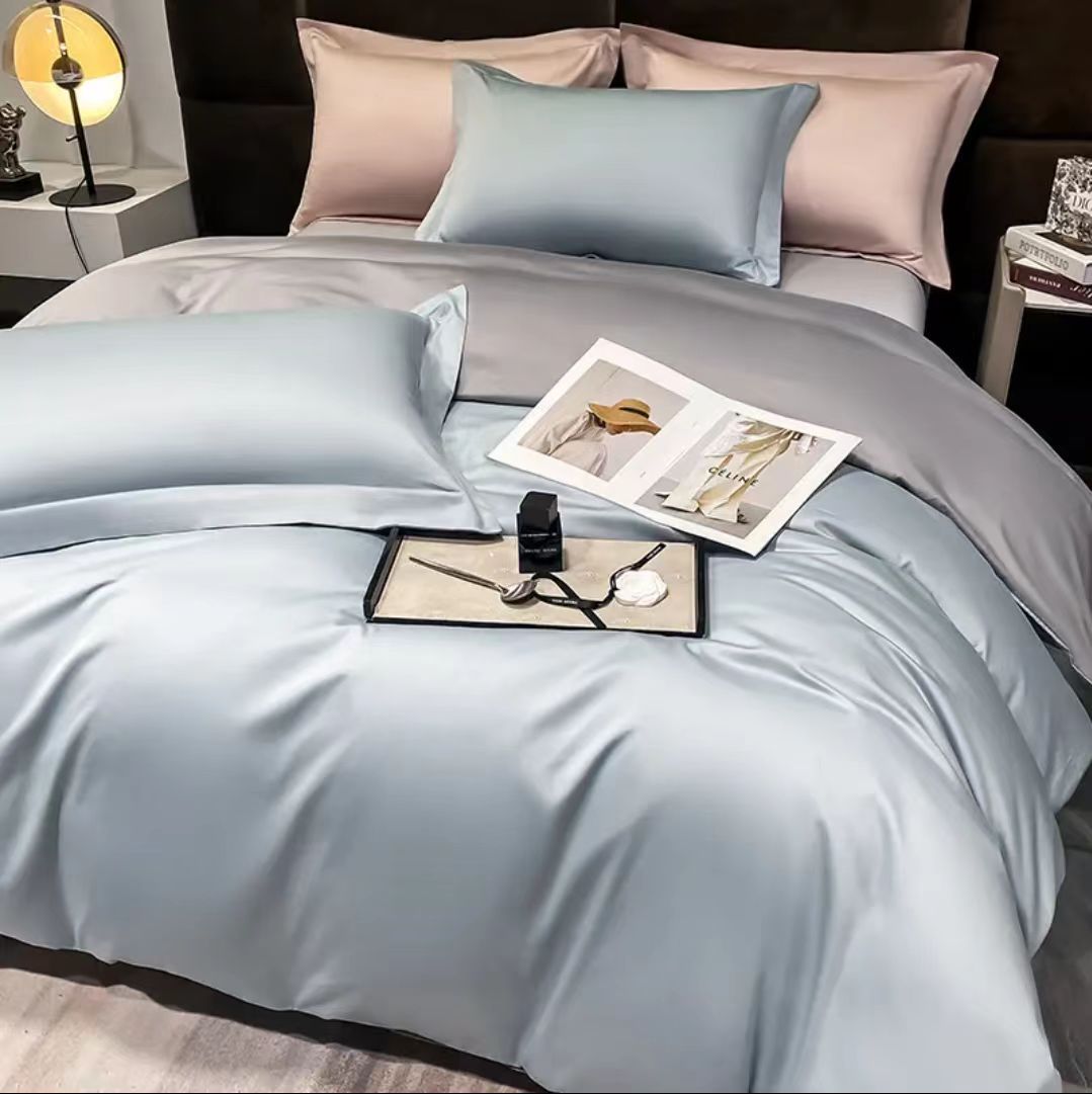 HOMCOM emperor gray long-staple cotton four-piece bed sheet set with fitted sheet and flat sheets for 1-2m bed.