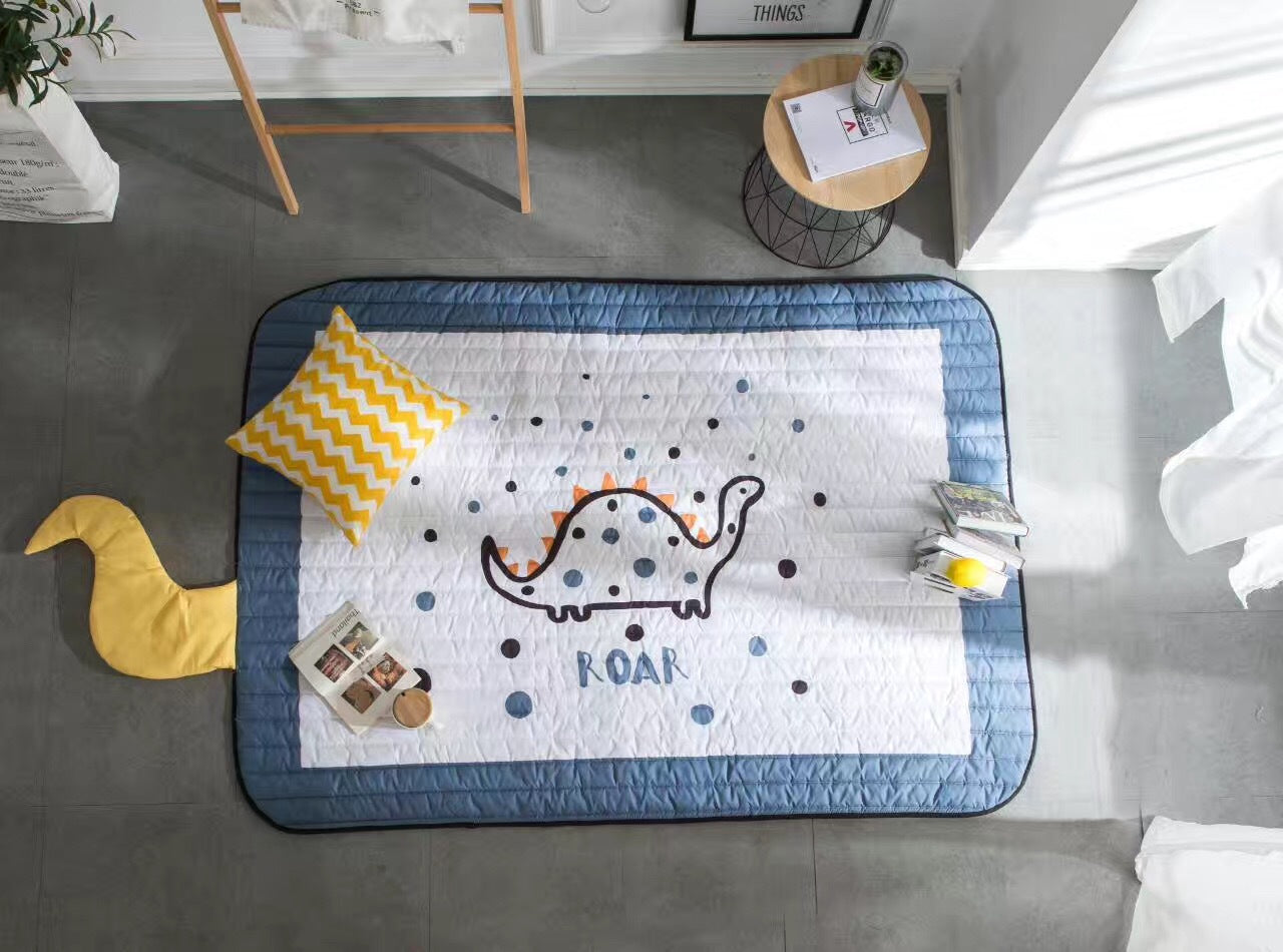 HOMCOM cartoon thickened children's folding baby living room carpet outdoor climbing mat with colorful excavator design.