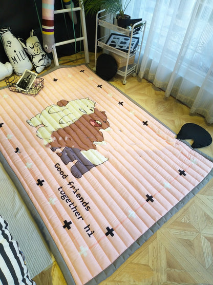Colorful HOMCOM cartoon thickened children's folding baby living room carpet and outdoor climbing mat with excavator design.