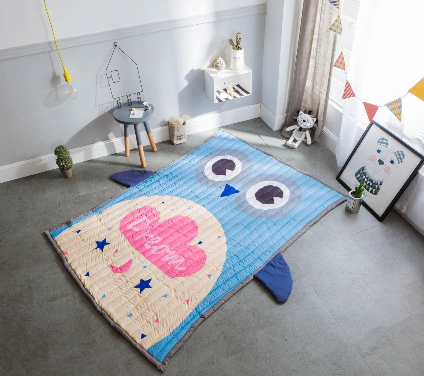 HOMCOM cartoon thickened children's folding baby climbing mat, outdoor living room carpet with playful excavator design for kids