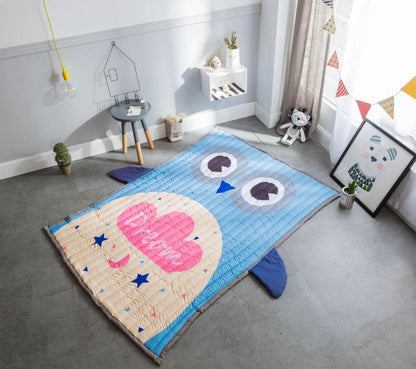 HOMCOM cartoon thickened children's folding baby climbing mat, outdoor living room carpet with playful excavator design for kids