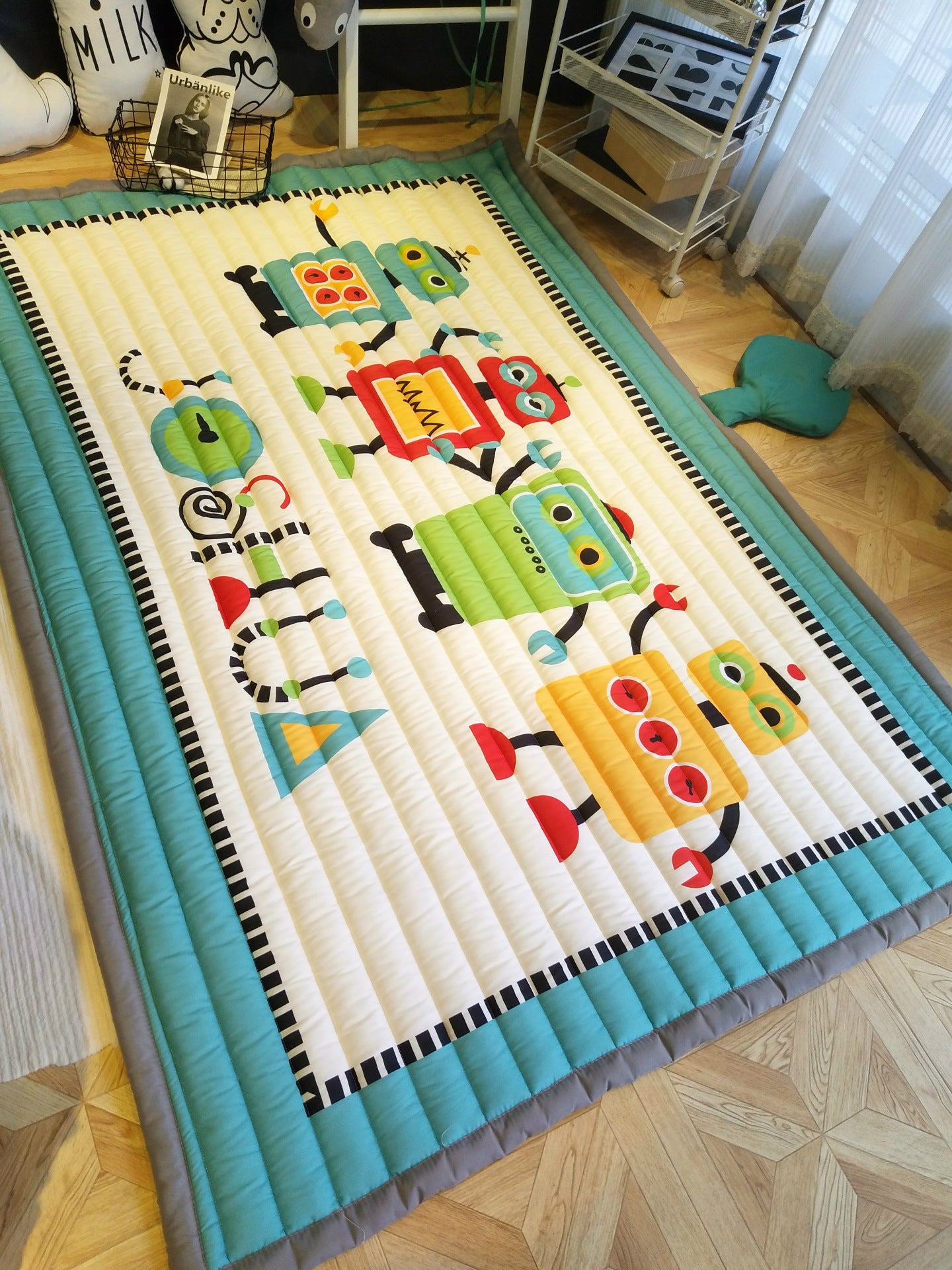 HOMCOM cartoon thickened children's folding climbing mat with excavator design, suitable for indoor and outdoor play.