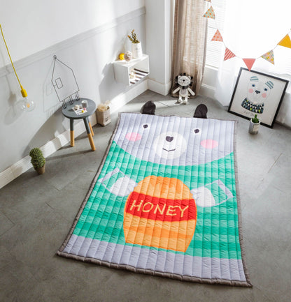 HOMCOM cartoon thickened children's folding climbing mat with excavator design, suitable for indoor and outdoor play and living room use.