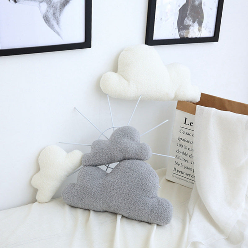 Gray and white cloud-shaped plush pillow cushion by HOMCOM, perfect for baby room decor, bedding, or as a gift.