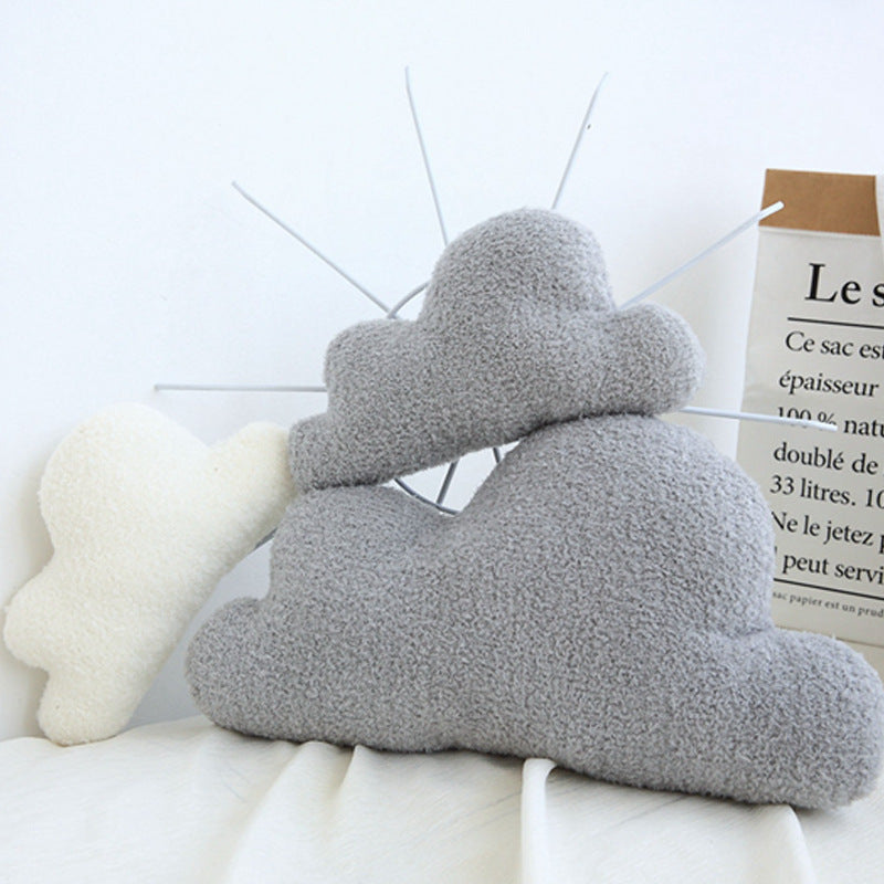 Homcom gray and white cloud-shaped plush pillow cushion, soft bedding or decor for baby rooms and girl birthdays.