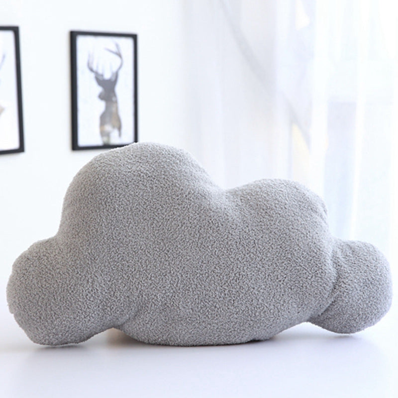 Gray and white cloud-shaped plush pillow cushion by HOMCOM, perfect for baby room decor and cozy gift for girls.