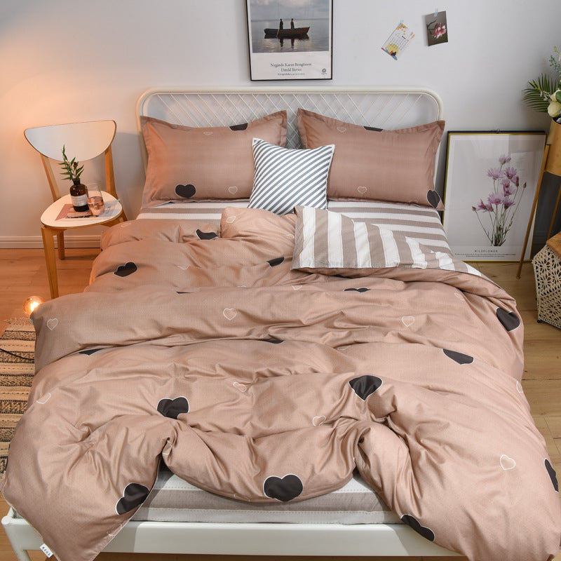 HOMCOM single bed quilt bedding set with a heartbeat pattern, featuring soft fabric and cozy design for a comfortable bedroom.