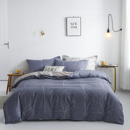 HOMCOM single bed quilt bedding set with a heartbeat pattern, including a duvet cover and pillowcases in a cozy bedroom setting.