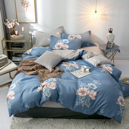 HOMCOM single bed quilt bedding set with heartbeat pattern, white and gray fabric, includes duvet cover and pillowcases.