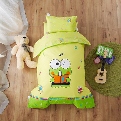 HOMCOM pure cotton baby bedding kit with jungle lion design, includes three small bedding pieces for children.