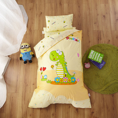 HOMCOM pure cotton jungle lion children's small bedding set with 3-piece baby bedding kit, including pillow and blanket.