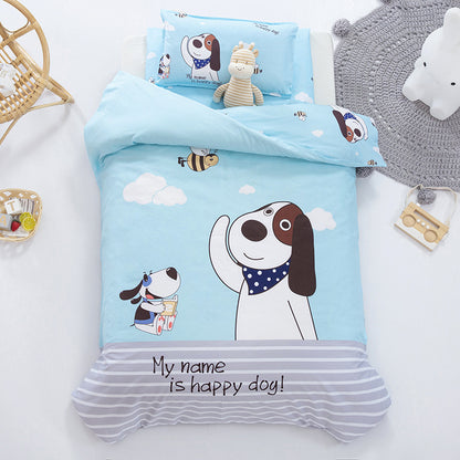 HOMCOM Pure Cotton Nap children's bedding set with jungle lion design, including small baby bedding 3-piece kit.