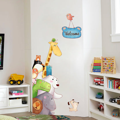 Colorful HOMCOM welcome door vinyl wall sticker featuring a cartoon giraffe for kids' or baby's room decoration.