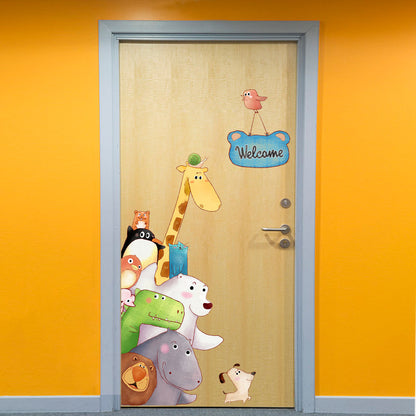 Colorful HOMCOM welcome door vinyl wall sticker featuring a cartoon giraffe, ideal for kids' or baby room decoration.