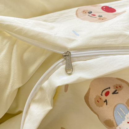 HOMCOM Class A maternal and infant-grade wrinkled cotton four-piece bedding set for babies and infants.