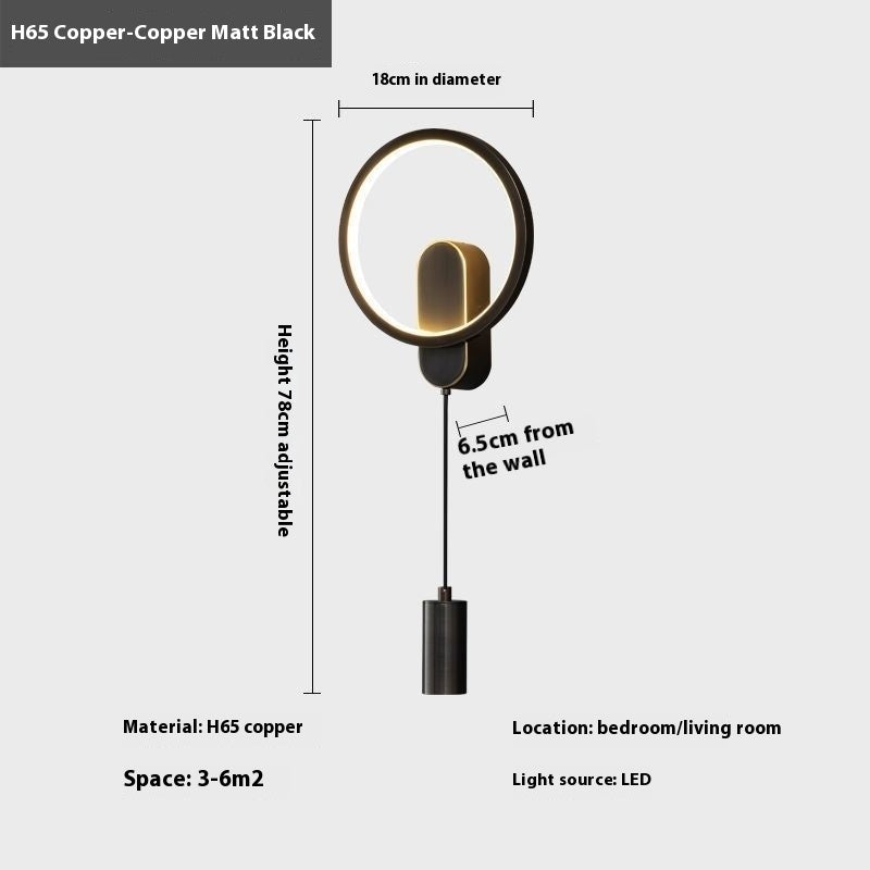 HOMCOM luxury round black and gold wall lamp light, ideal for bedroom bedside lighting with elegant design