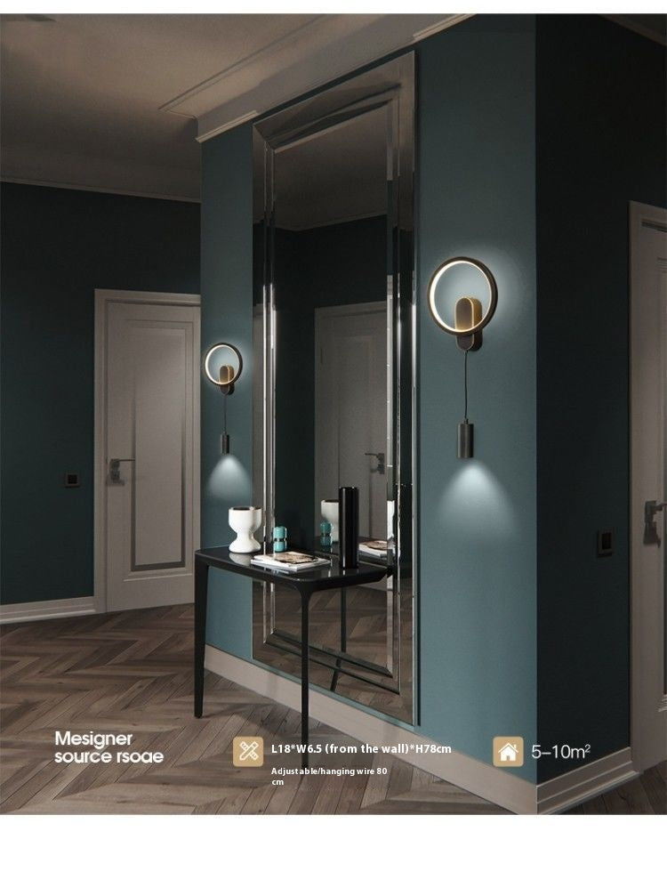 Luxury black and gold HOMCOM wall lamp light for bedroom, modern bedside lamp with round design and elegant finish.