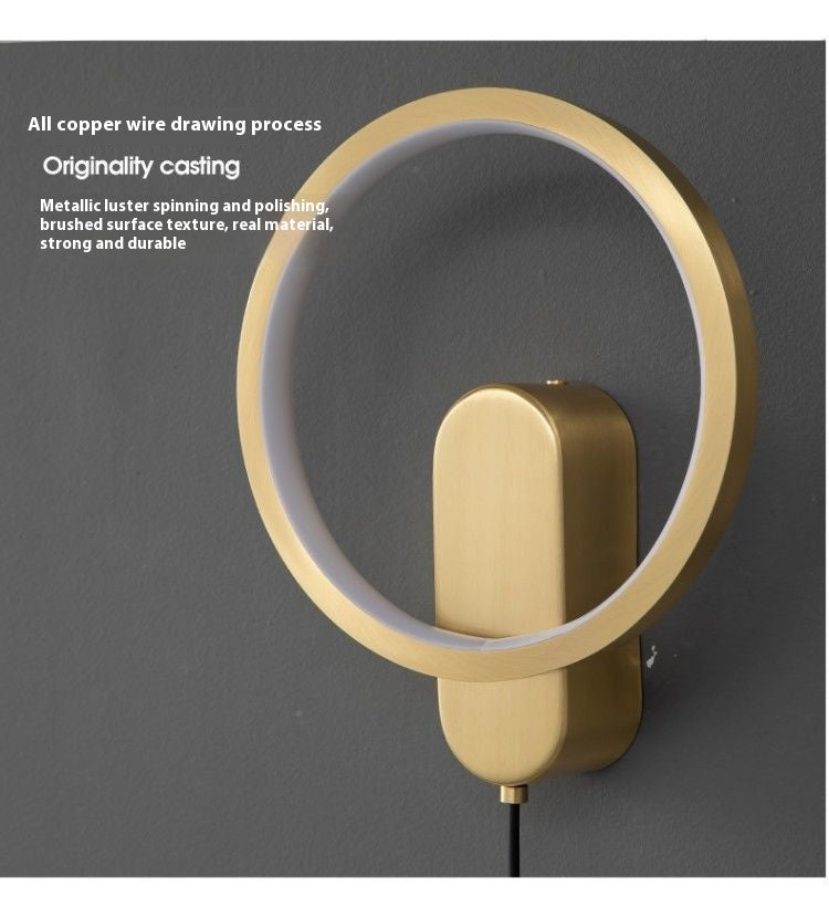 HOMCOM luxury black and gold wall lamp light, modern bedside lamp for bedroom decor with round design.