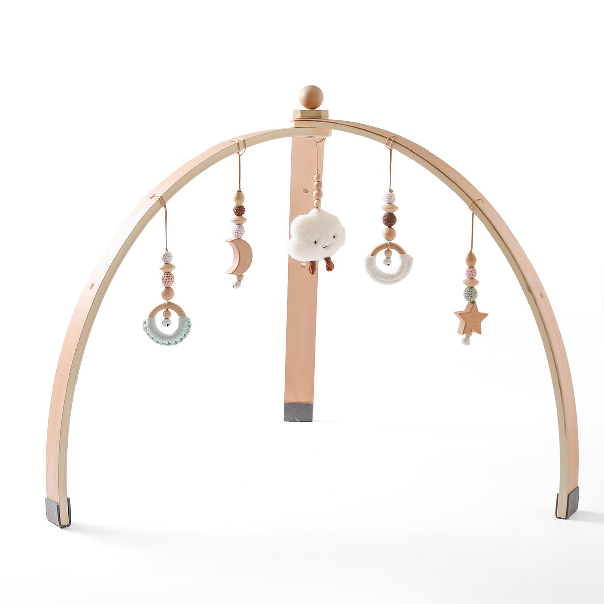 Homcom wooden-colored bedroom baby room fitness support, designed for safe and comfortable baby exercise and support.