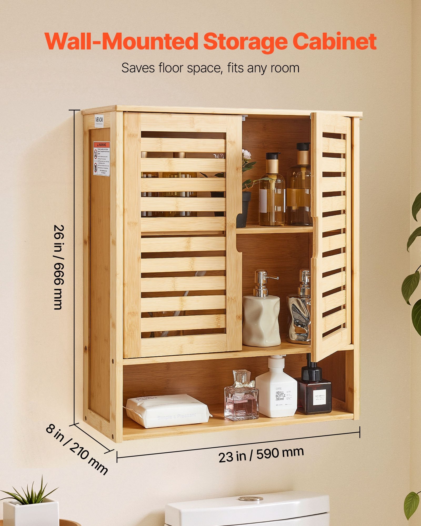 HOMCOM bathroom wall cabinet with two doors and adjustable shelves, over toilet storage unit for organized bathroom space