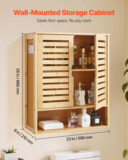HOMCOM bathroom wall cabinet with two doors and adjustable shelves, over toilet storage unit for organized bathroom space