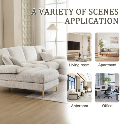 HOMCOM GOMYWAY black U-shaped sectional sofa with double chaise, chenille fabric, ideal for living room home furniture.
