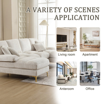 HOMCOM GOMYWAY black U-shaped sectional sofa with double chaise, chenille fabric, ideal for living room home furniture.