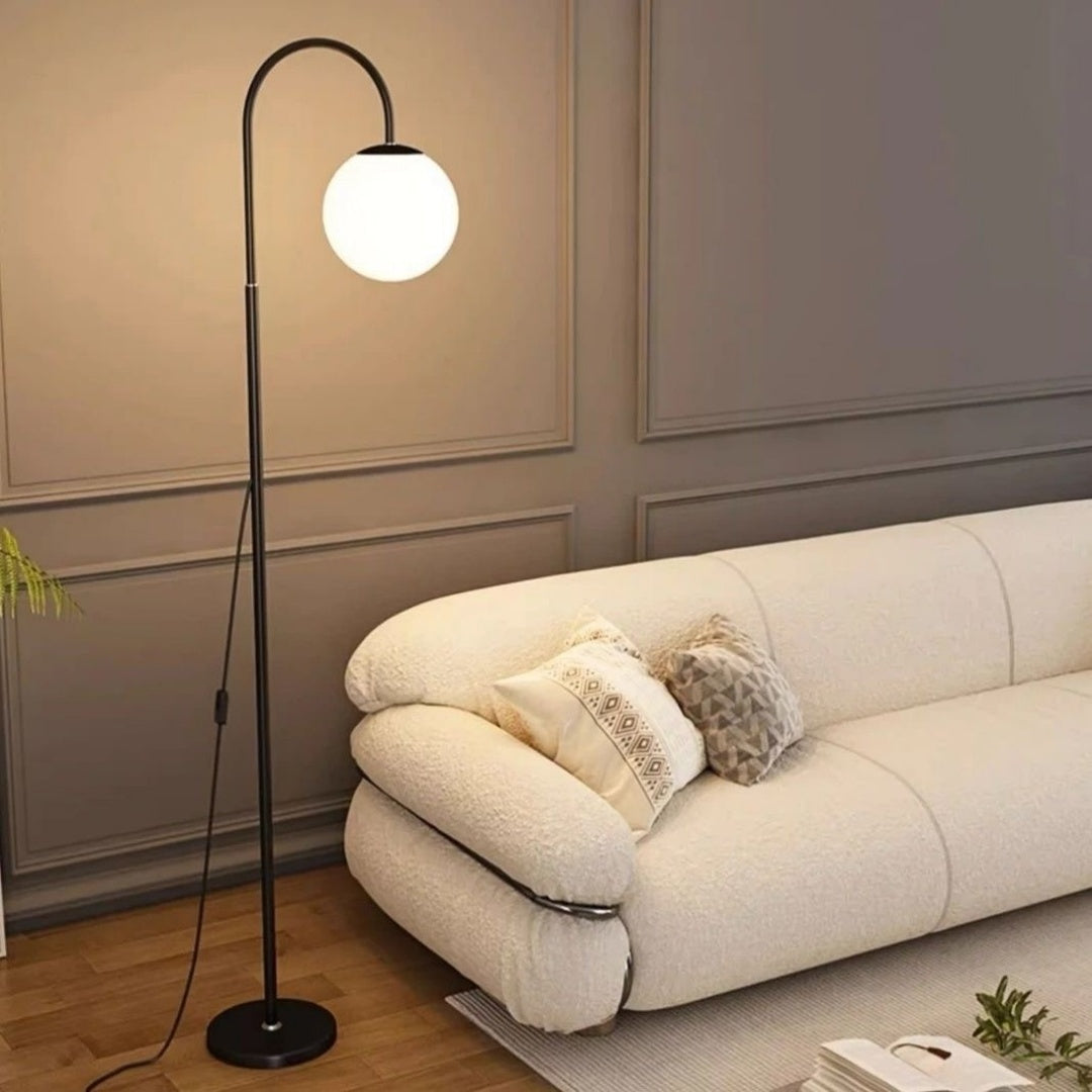 Modern black HOMCOM 3-color floor lamp with adjustable standing light, ideal for living room or bedroom reading and decor.