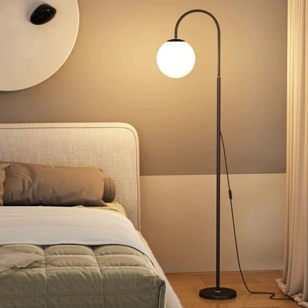 Modern black HOMCOM 3-color floor lamp with adjustable standing light for living room and bedroom reading and ambiance.