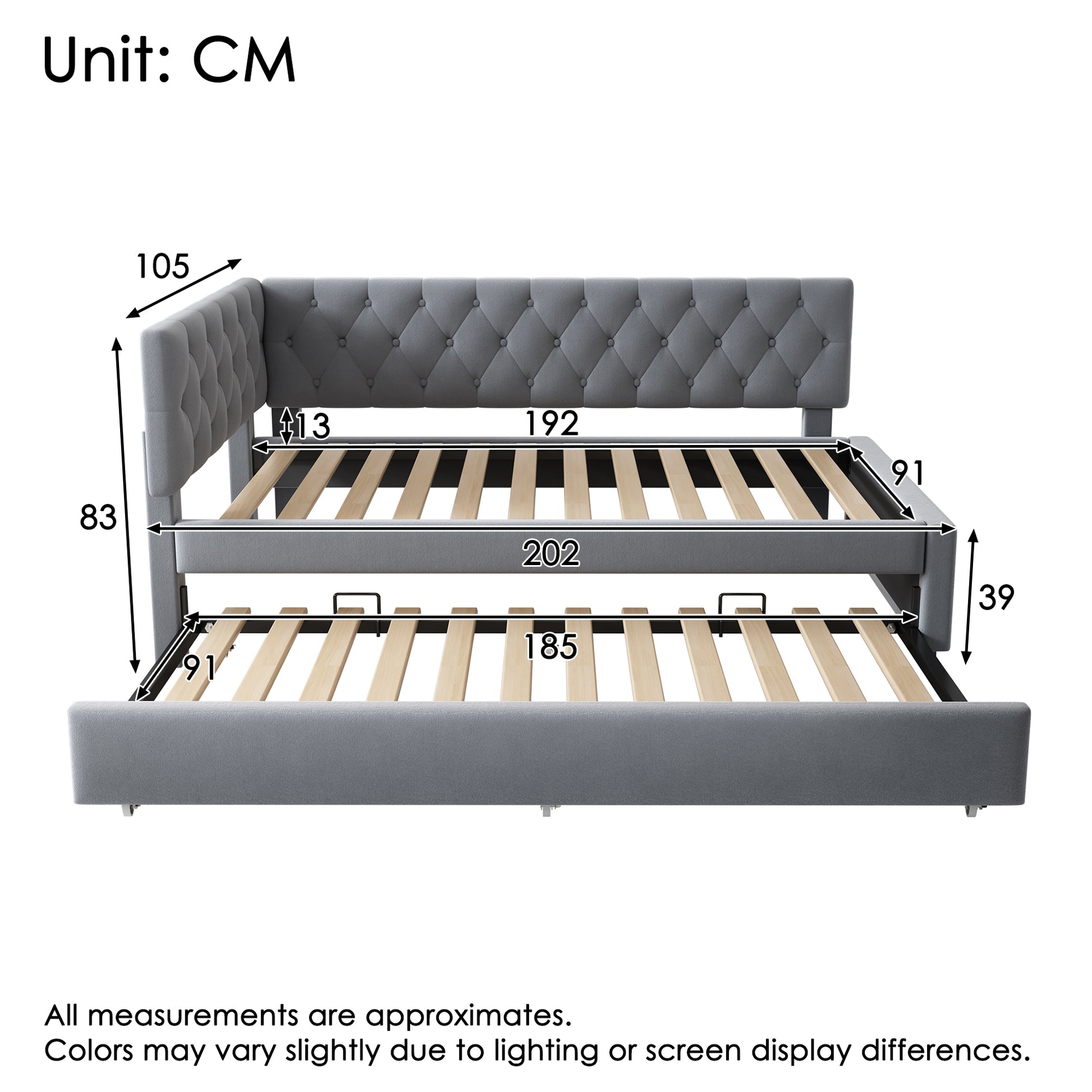 Grey velvet HOMCOM daybed with pull-out trundle, 3ft single sofa bed for guests and kids, featuring plush upholstery and modern design.
