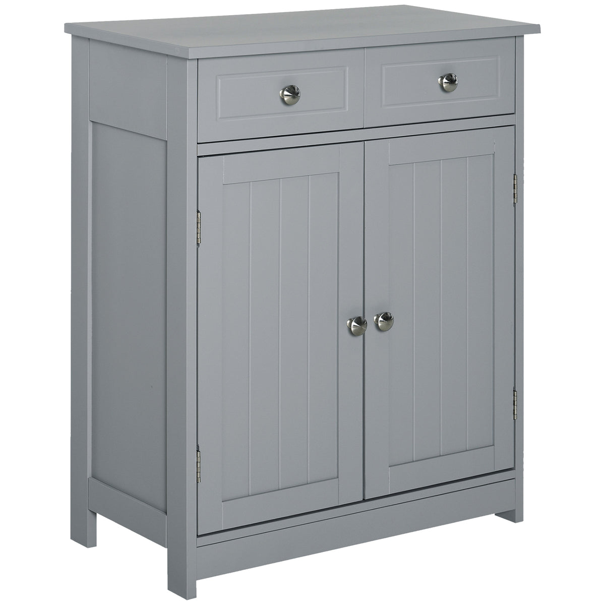 Grey HOMCOM Kleankin bathroom storage cabinet with drawers and adjustable shelf, freestanding design in a compact, versatile unit.
