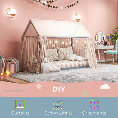 Grey Scandinavian-style single bed frame made of pine wood for 90W x 190Dcm mattress, with a simple, modern design.