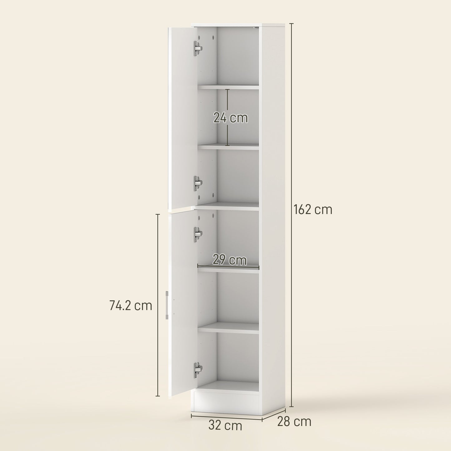 HOMCOM Kleankin tall bathroom cabinet in high gloss white with mirror and adjustable shelf for storage.