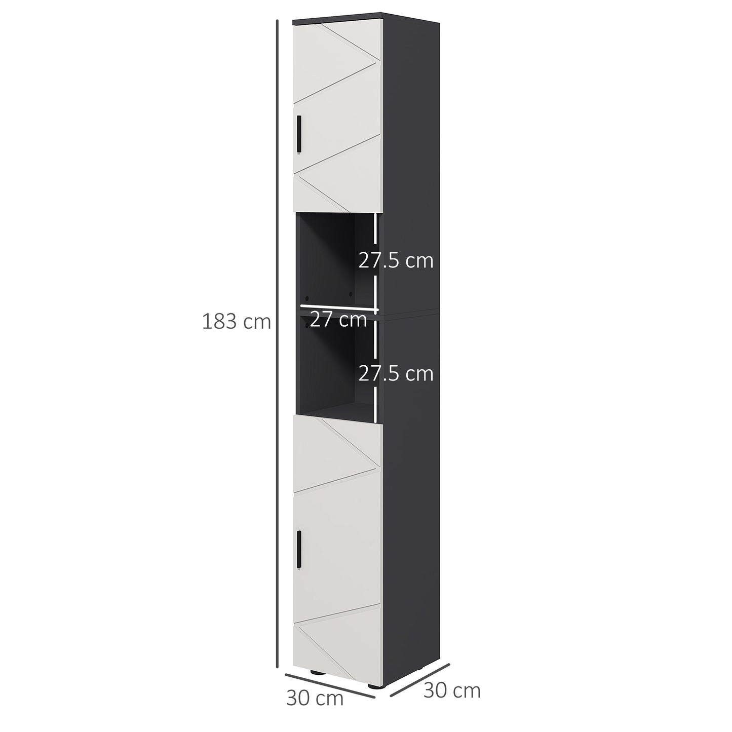 HOMCOM Kleankin tall bathroom storage cabinet in light grey with adjustable shelves and slim freestanding design.