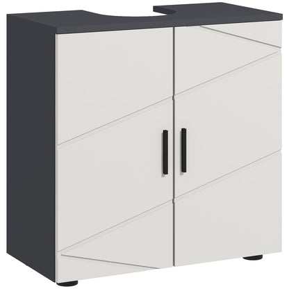 HOMCOM Kleankin under sink bathroom cabinet in light grey with adjustable shelf for bathroom vanity storage.