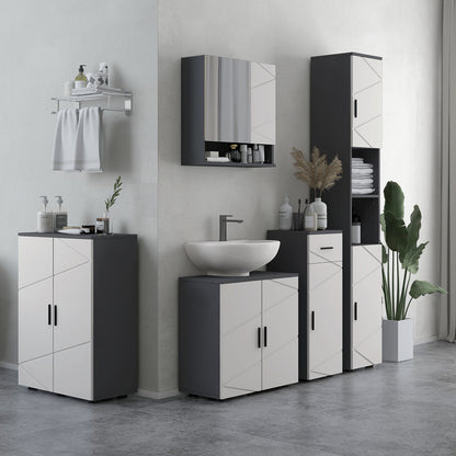 HOMCOM Kleankin under sink bathroom cabinet in light grey with adjustable shelf, vanity storage unit, compact and modern design